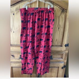 Men Rustic Ridge red bear camping pajama lounge pants - size XXL